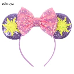 Fashion Cute Mouse Princess Headband 3.3"Ears For Kids Rapunzel Hair Band Women Hair Accessories Girls Sequins Bow Headwear