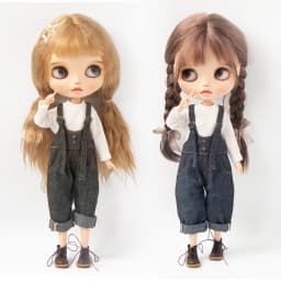 Blyth Doll Clothes Vintage Denim Overalls Long Sleeve Base Layer Top Jeans Pants Set for Ob22 YMY Licca Azone Doll Accessories