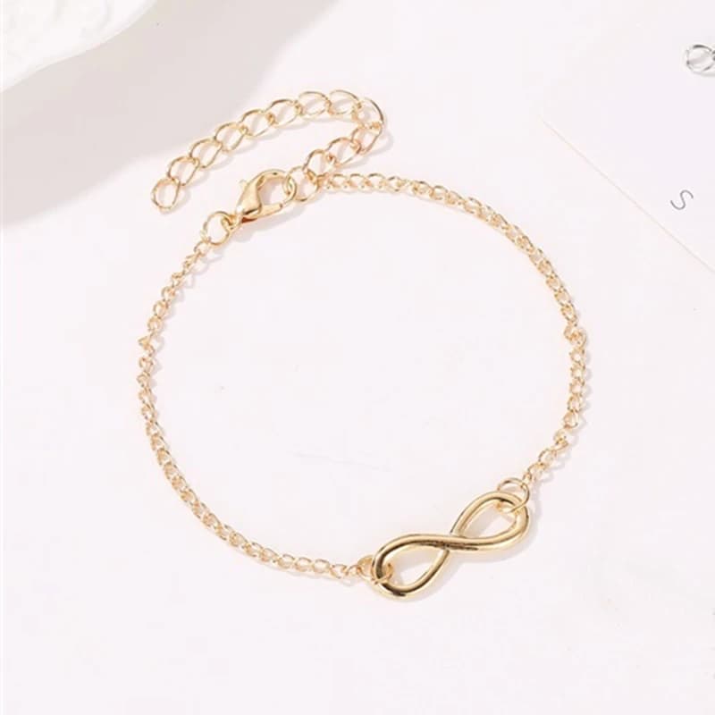 L040 Hot Minimalist Punk Vintage Bijoux Fashion Charm Infinity 8 Bracelets For Women Gift Men Chain Tiny Bangles Cheap Jewelry