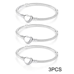 Original 925 Sterling Silver Bracelets Bangles Love Heart Clip Charms Beads Snake Chains For Women Rose Gold DIY Luxury Jewelry