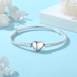 Original 925 Sterling Silver Bracelets Bangles Love Heart Clip Charms Beads Snake Chains For Women Rose Gold DIY Luxury Jewelry