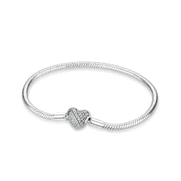 Original 925 Sterling Silver Bracelets Bangles Love Heart Clip Charms Beads Snake Chains For Women Rose Gold DIY Luxury Jewelry