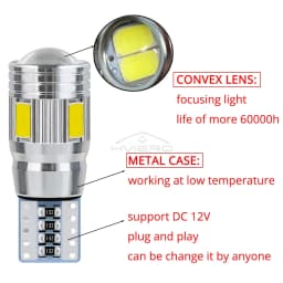 2Pcs T10 LED Auto Interior Xenon White Blue Pink CANBUS 5630 6SMD 12V Aluminum Side Marker Parking Lighting Cob Turn Signal Bulb