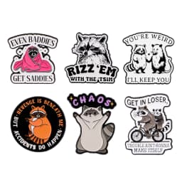 2-6pcs/Set Cartoon Anime Characters Enamel Pin Funny Alien Cute Raccoon Woman Brooches Badges Metal Collar Pins Jewelry Fan Gift
