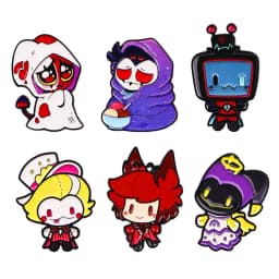 2-6pcs/Set Cartoon Anime Characters Enamel Pin Funny Alien Cute Raccoon Woman Brooches Badges Metal Collar Pins Jewelry Fan Gift