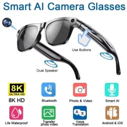 Lenovo New 8K 1200MP AI Smart Glasses HD Color Changing Chat GPT Translate Camera Bluetooth Call Voice Assistant Music Control