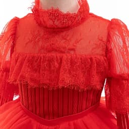 2026 Halloween Girl Dress Up Elegant Special Ball Evening Dress Long Sleeve Red Horror Girl Dress