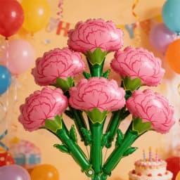 Pink Carnation Flower Foil Balloon Mother's Day Birthday Wedding Graduation Party Decor Photo Props Gift for Mom Grandma Teacher