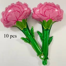 Pink Carnation Flower Foil Balloon Mother's Day Birthday Wedding Graduation Party Decor Photo Props Gift for Mom Grandma Teacher