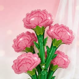 Pink Carnation Flower Foil Balloon Mother's Day Birthday Wedding Graduation Party Decor Photo Props Gift for Mom Grandma Teacher