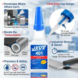 Brand-new 401 super glue super cyanoacrylate glue, instant drying in 5 seconds,Non-whitening Low odor Leather Rubber Wood Metal glass Strong Bond Liquid waterproof, stable and versatile bonding tool.1-6PCS