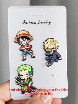 6pcs ONE PIECE Cartoon Character Brooches Set Q Version including Monkey D. Luffy Roronoa Zoro Sanji Brook Gift for Friends