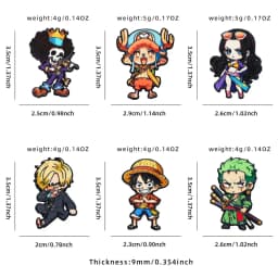 6pcs ONE PIECE Cartoon Character Brooches Set Q Version including Monkey D. Luffy Roronoa Zoro Sanji Brook Gift for Friends