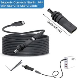 Type-C to DC Power Adapter for Starlink Mini PD100W USB C Female to DC5521 Male Connector Charge Barrel Jack Power Adapter