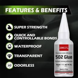 20ml 502 Super Glue Instant Strong Adhesive Cyanoacrylate Fast Drying Clear Glue for Metal Plastic Wood Ceramic Glass Shoes