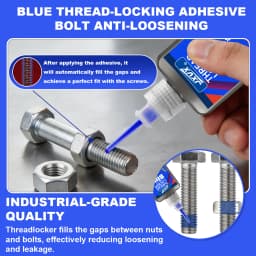 50g Threadlocker Anaerobic Glue Blue Medium Strength Automotive-grade LockerThread for Metal, Fasteners, Nuts, Bolts to Against Losening Lock Tight Seal Fasteners  Curing Metal Glue,Rustproof.