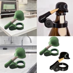 Funny Soldier Salute Beer Bottle Helmet Decor Realistic Design Dustproof Bottle Cap Assorted Styles for Veterans Party Collector