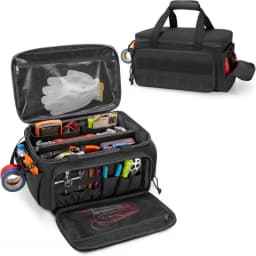 14" Heavy Duty Tool Bag, Quick Tool Access with Wide Opening Zip Design, Multiple Internal and External Pockets with Carry Handl