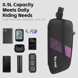 WEST BIKING Bike Top Tube Bag 0.9L Portable Wear Resistant Bicycle Frame Bag 3-Point Strap Stable Cycling Bag Bike Accessories
