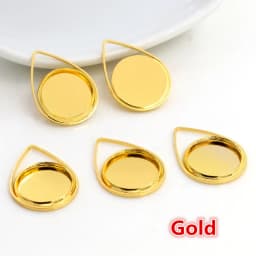 20pcs 12mm Inner Size Silver Gold Plated Black Rhodium Brass Material Simple Cabochon Base Cameo Setting Charms Pendant Tray