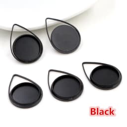 20pcs 12mm Inner Size Silver Gold Plated Black Rhodium Brass Material Simple Cabochon Base Cameo Setting Charms Pendant Tray