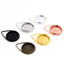20pcs 12mm Inner Size Silver Gold Plated Black Rhodium Brass Material Simple Cabochon Base Cameo Setting Charms Pendant Tray