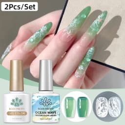 BORN PRETTY 1/2Pcs Ocean Wave Watercolor Liquid Gel Nail Polish Set White Watercolor 3 Seconds Spread Gradient Summer Nails