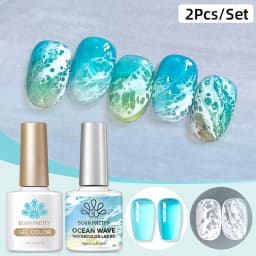 BORN PRETTY 1/2Pcs Ocean Wave Watercolor Liquid Gel Nail Polish Set White Watercolor 3 Seconds Spread Gradient Summer Nails