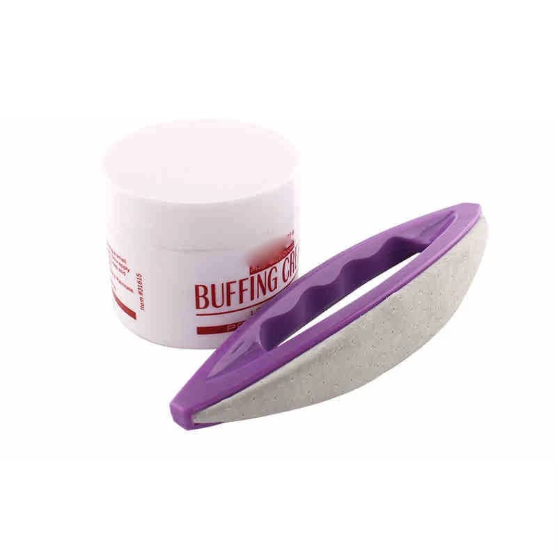 Professional 2pcs/set Nail Art Buffing Cream + Leather Buffer Varnish Polish Set Nail Tool UV Gel Nail Tool Polish