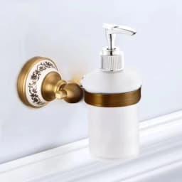 Antique Brushed Solid Brass Bathroom Accessories Sets European Porcelain Bathroom Hardware Sets Ceramic Retro Bathroom Products