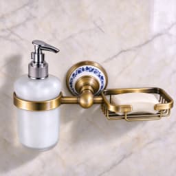 Antique Brushed Solid Brass Bathroom Accessories Sets European Porcelain Bathroom Hardware Sets Ceramic Retro Bathroom Products