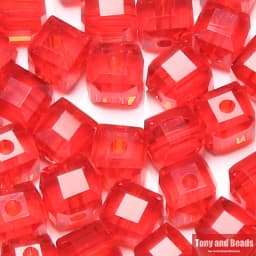 ( 35Pcs=Lot ! ) 6MM Square Faceted Glass Crystal Spacer Beads For Jewelry Making 17Colors