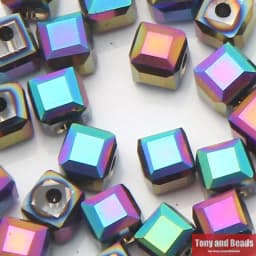 ( 35Pcs=Lot ! ) 6MM Square Faceted Glass Crystal Spacer Beads For Jewelry Making 17Colors