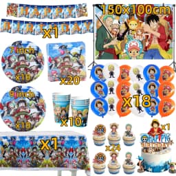 One Piece Anime Birthday Party Kit Plates Banner Balloons Cake Decor Party Favors Theme Props Gifts