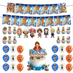 One Piece Anime Birthday Party Kit Plates Banner Balloons Cake Decor Party Favors Theme Props Gifts