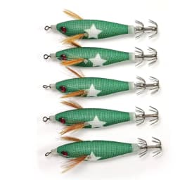 10pcs Horizontal Squid Jig Egi Set 8cm Luminous Glow in The Dark Wood Shrimp Lure UV Reactive Saltwater Cuttlefish Octopus Bait