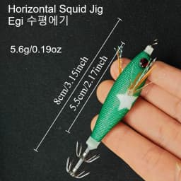 10pcs Horizontal Squid Jig Egi Set 8cm Luminous Glow in The Dark Wood Shrimp Lure UV Reactive Saltwater Cuttlefish Octopus Bait