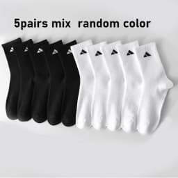 5/10 Pairs of Men's Mid-Calf Socks, Breathable and Sweat-Absorbent, Mixed Colors, Unisex