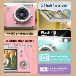 Lenovo 8X Digital Zoom Student Digital Camera 48MP Portable Digital Photography Camera 180° Flip Screen Selfie Camera Gifts