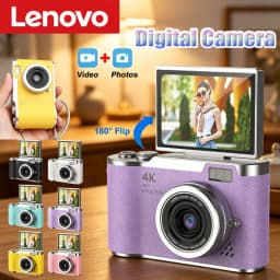Lenovo 8X Digital Zoom Student Digital Camera 48MP Portable Digital Photography Camera 180° Flip Screen Selfie Camera Gifts