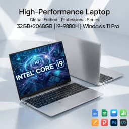 2026 New Core I9 9880H Windows 11 Pro Laptop 32GB RAM 2TB SSD for Gaming Office Studio High-Speed Notebook 5000mAh