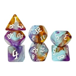 Nebula Swirl Polyhedral Dice Set – Gold-Inked TTRPG Dice Ethereal Swirl Dice: 7-Piece Set for Pathfinder & RPGs Polyhedral Dice