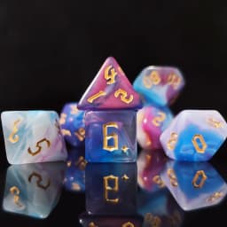 Nebula Swirl Polyhedral Dice Set – Gold-Inked TTRPG Dice Ethereal Swirl Dice: 7-Piece Set for Pathfinder & RPGs Polyhedral Dice