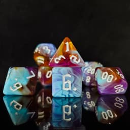 Nebula Swirl Polyhedral Dice Set – Gold-Inked TTRPG Dice Ethereal Swirl Dice: 7-Piece Set for Pathfinder & RPGs Polyhedral Dice