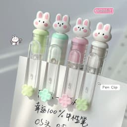 4PCS/Set Rabbit Style Gel Pen 0.5mm Quick Dry Black Pen Creative Gel Pen Set With Transparent Storage Bag Office Supplies