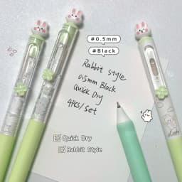 4PCS/Set Rabbit Style Gel Pen 0.5mm Quick Dry Black Pen Creative Gel Pen Set With Transparent Storage Bag Office Supplies