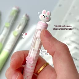 4PCS/Set Rabbit Style Gel Pen 0.5mm Quick Dry Black Pen Creative Gel Pen Set With Transparent Storage Bag Office Supplies