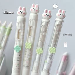 4PCS/Set Rabbit Style Gel Pen 0.5mm Quick Dry Black Pen Creative Gel Pen Set With Transparent Storage Bag Office Supplies