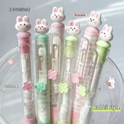 4PCS/Set Rabbit Style Gel Pen 0.5mm Quick Dry Black Pen Creative Gel Pen Set With Transparent Storage Bag Office Supplies