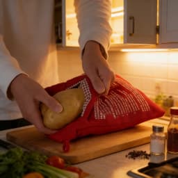 Red Reusable Microwave Potato Bag Express Quick Baking Cooker Bag Perfect for Baking Potatoes and Vegetables in 4 Minutes